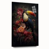 Tropical birds wall art collection displayed in acrylic glass, showcasing vibrant colors and intricate designs, ideal for enhancing modern home decor.
