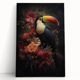 Tropical birds wall art collection on stretched canvas, showcasing vibrant colors and intricate designs, perfect for adding a lively touch to home decor.
