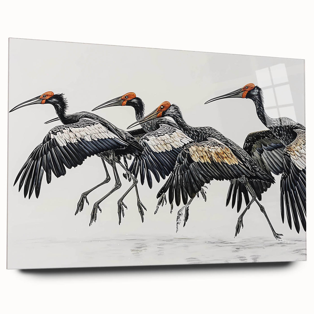 Tropical bird wall art collection displayed in acrylic glass, showcasing vibrant colors and intricate designs, perfect for enhancing home decor with a nature-inspired theme.