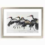 Tropical birds wall art collection framed in silver, showcasing vibrant colors and detailed bird designs, perfect for enhancing home decor.