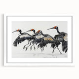 Tropical birds wall art collection framed in white with a mat, showcasing vibrant colors and intricate designs, perfect for enhancing home décor and nature themes.