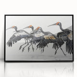 Framed tropical birds wall art collection featuring vibrant colors and intricate designs, displayed in a sleek black frame, perfect for enhancing any living space.