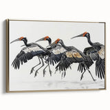Framed canvas wall art featuring a vibrant tropical bird design, showcasing rich colors and intricate details, ideal for enhancing modern home decor.