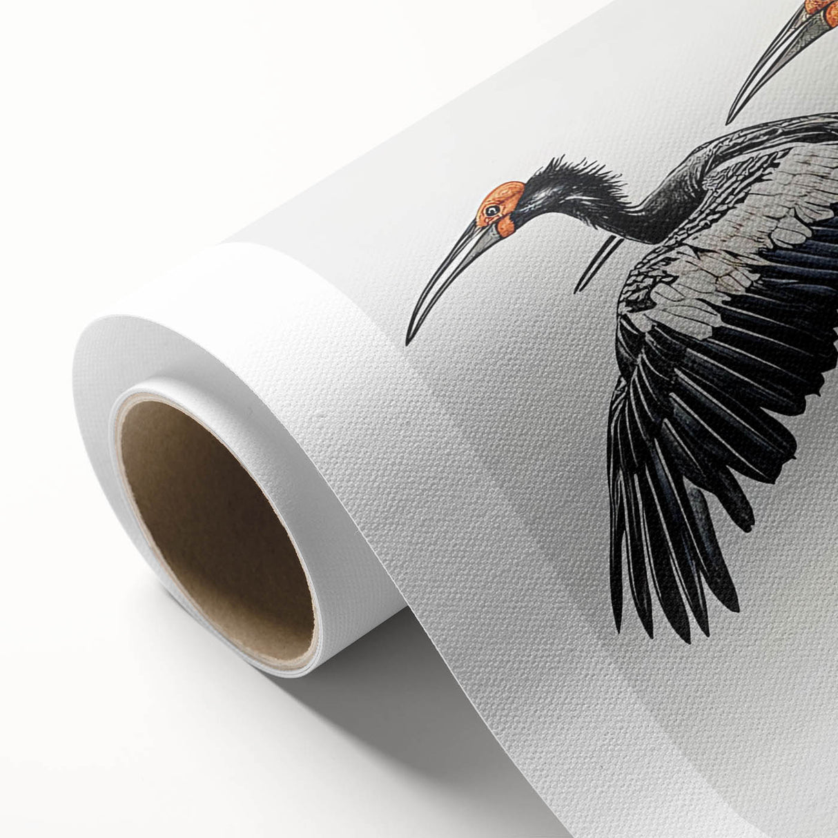 Vibrant rolled canvas showcasing a tropical bird design with lush foliage, perfect for enhancing home decor. Ideal for nature lovers and art enthusiasts.
