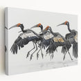 Vibrant tropical birds design on a stretched canvas wall art piece, showcasing rich colors and intricate details, perfect for enhancing home decor or office spaces.