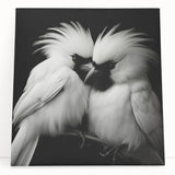 Tropical birds wall art collection on stretched canvas featuring vibrant colors and intricate designs, perfect for home decor enthusiasts seeking a lively atmosphere.
