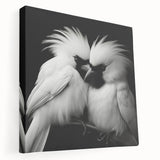 Stretched canvas wall art featuring a vibrant tropical bird design, showcasing rich colors and intricate details, perfect for enhancing home decor in living spaces.