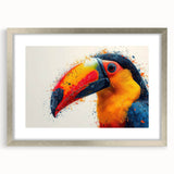 Tropical birds wall art collection framed in silver with a mat, showcasing vibrant colors and intricate designs, perfect for enhancing home decor.