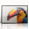 Tropical bird wall art collection in a sleek black frame, showcasing vibrant colors and intricate details, perfect for enhancing modern home decor and nature-themed interiors.