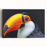 Tropical bird wall art collection featuring vibrant colors and intricate designs on a stretched canvas, showcasing a serene nature theme ideal for home decor.