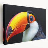 Tropical birds wall art on stretched canvas showcasing vibrant colors and intricate designs, perfect for enhancing home decor and bringing nature indoors.