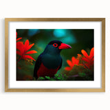 Tropical birds wall art collection framed with mat and gold accents, showcasing vibrant colors and intricate designs, perfect for enhancing home decor.