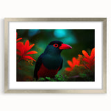 Tropical birds wall art collection framed in silver with a mat, showcasing vibrant colors and intricate designs, perfect for enhancing home decor. Ideal for bird lovers and nature enthusiasts.