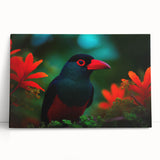 Tropical birds wall art design on a stretched canvas, showcasing vibrant colors and intricate details, perfect for adding a lively touch to home decor.