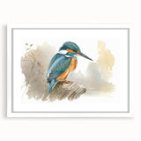 Framed wall art featuring a vibrant tropical bird design, showcasing a colorful array of birds against a white background, ideal for home decor.