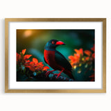 Tropical bird wall art collection framed in gold, showcasing vibrant colors and intricate designs, enhancing modern home decor with a touch of nature's beauty.