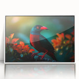 Framed tropical bird wall art showcasing vibrant colors and intricate designs, set against a white background, perfect for enhancing home decor.