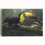 Tropical birds design stretched canvas wall art featuring vibrant colors and detailed illustrations of exotic birds, perfect for enhancing home decor.