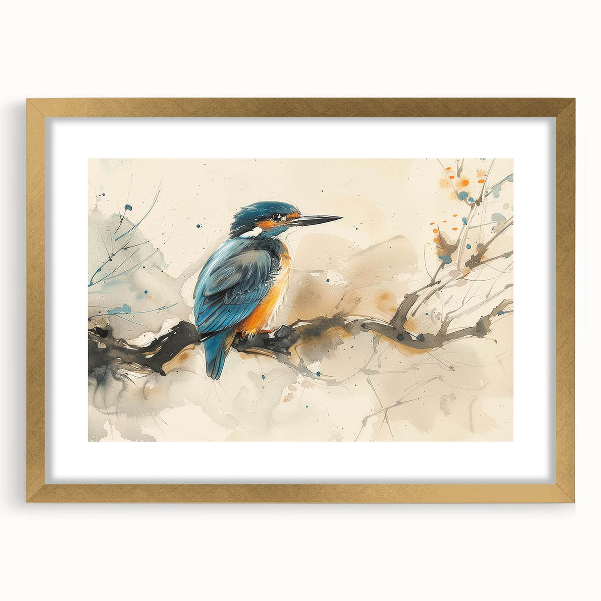 Tropical birds wall art collection featuring a vibrant design with gold frame and mat, perfect for adding a touch of nature-inspired elegance to any room decor.
