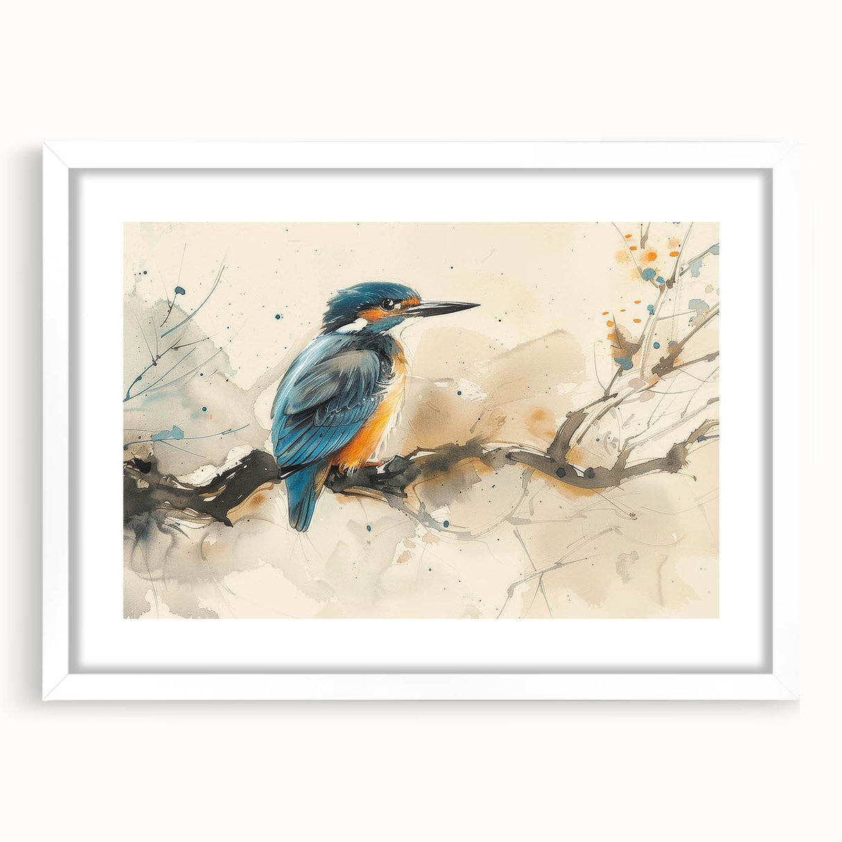 Tropical bird wall art collection framed with a white mat, showcasing vibrant colors and intricate designs, perfect for home decor enthusiasts.