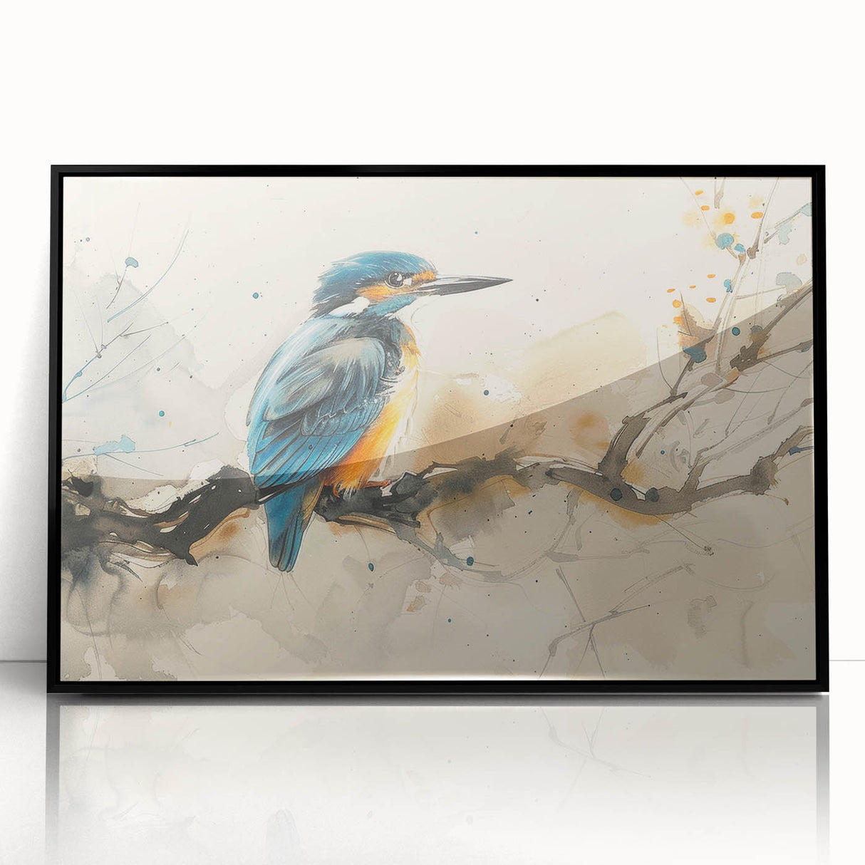 Framed wall art collection showcasing vibrant tropical birds in a black frame, featuring bold colors and intricate details, perfect for home decor enhancement.