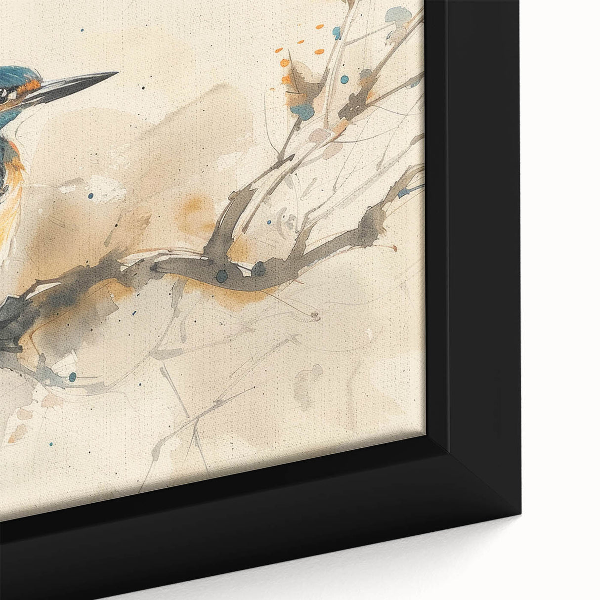 Vibrant close-up of a framed tropical birds wall art collection showcasing colorful avian designs on canvas, perfect for brightening home decor.