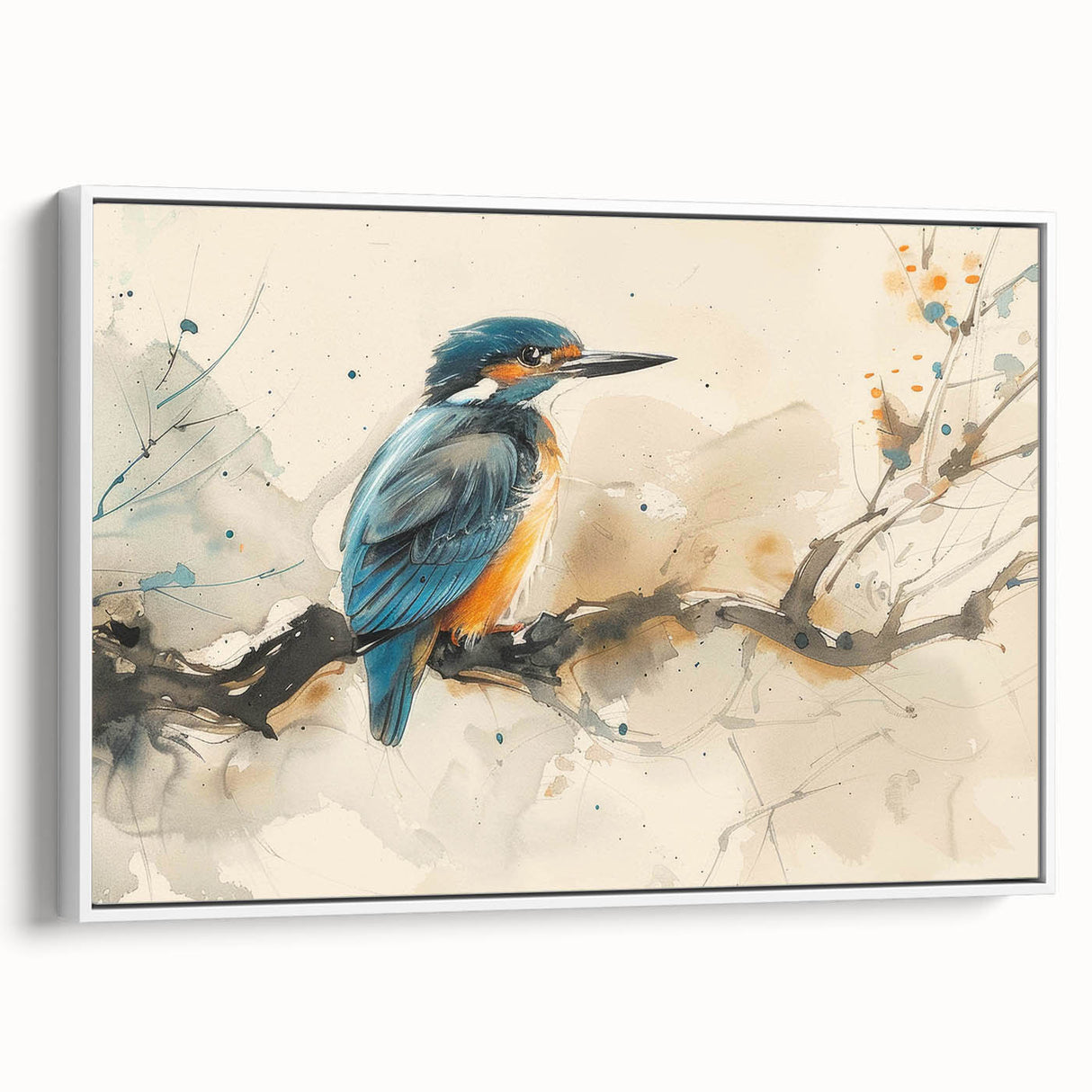 Framed canvas wall art showcasing a vibrant tropical bird design with lush greenery, displayed at a slight angle against a white background. Perfect for enhancing home decor.