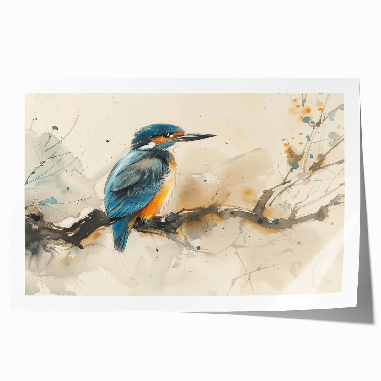 Vibrant tropical bird wall art print showcasing colorful parrots and exotic foliage, perfect for brightening up home decor. Rolled and ready for easy framing.