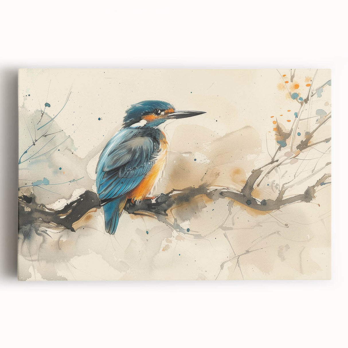 Vibrant tropical bird wall art on stretched canvas, showcasing colorful parrots and exotic flora, perfect for adding a lively touch to any interior decor.