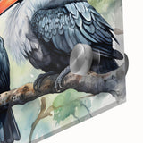 Vibrant close-up of tropical bird wall art design featuring lush colors and intricate details, perfect for enhancing interior decor with a nature-inspired aesthetic.