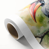 Tropical bird-themed rolled canvas wall art featuring vibrant colors and intricate designs, perfect for enhancing home decor with a nature-inspired aesthetic.