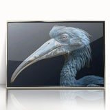 Framed acrylic wall art showcasing a vibrant tropical bird design in silver frame, perfect for adding a touch of nature-inspired decor to any room.