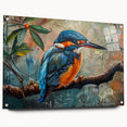 Tropical birds wall art collection displayed in an acrylic glass frame, showcasing vibrant colors and intricate details, ideal for enhancing modern home decor.
