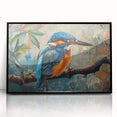 Framed acrylic wall art showcasing a vibrant tropical bird design with a sleek black frame, perfect for adding a touch of nature-inspired decor to any space.