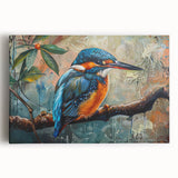 Stretched canvas wall art featuring a vibrant tropical bird design, showcasing colorful plumage and intricate details, perfect for enhancing home decor with a lively, exotic touch.