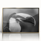 Framed acrylic wall art featuring a vibrant tropical bird design, showcasing rich colors and intricate details, perfect for enhancing any modern decor.