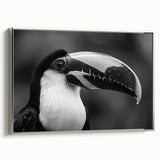 Framed tropical birds wall art in a silver frame, showcasing vibrant colors and intricate details, perfect for enhancing modern home decor.