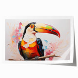Tropical birds wall art design showcasing vibrant colors and intricate details, perfect for home decor. The rolled print is ideal for framing and adding a lively touch to any space.