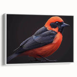 Framed canvas wall art showcasing a vibrant tropical birds design in a white frame, perfect for home decor. The piece features bright colors and intricate details, ideal for adding a lively touch to any room.