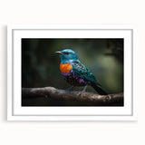 Tropical birds wall art collection framed in white with a mat, showcasing vibrant colors and intricate designs, perfect for adding a lively touch to home decor.