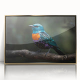 Framed tropical birds wall art design featuring vibrant colors and intricate details, showcased in an elegant gold frame, perfect for adding a touch of nature to any decor.