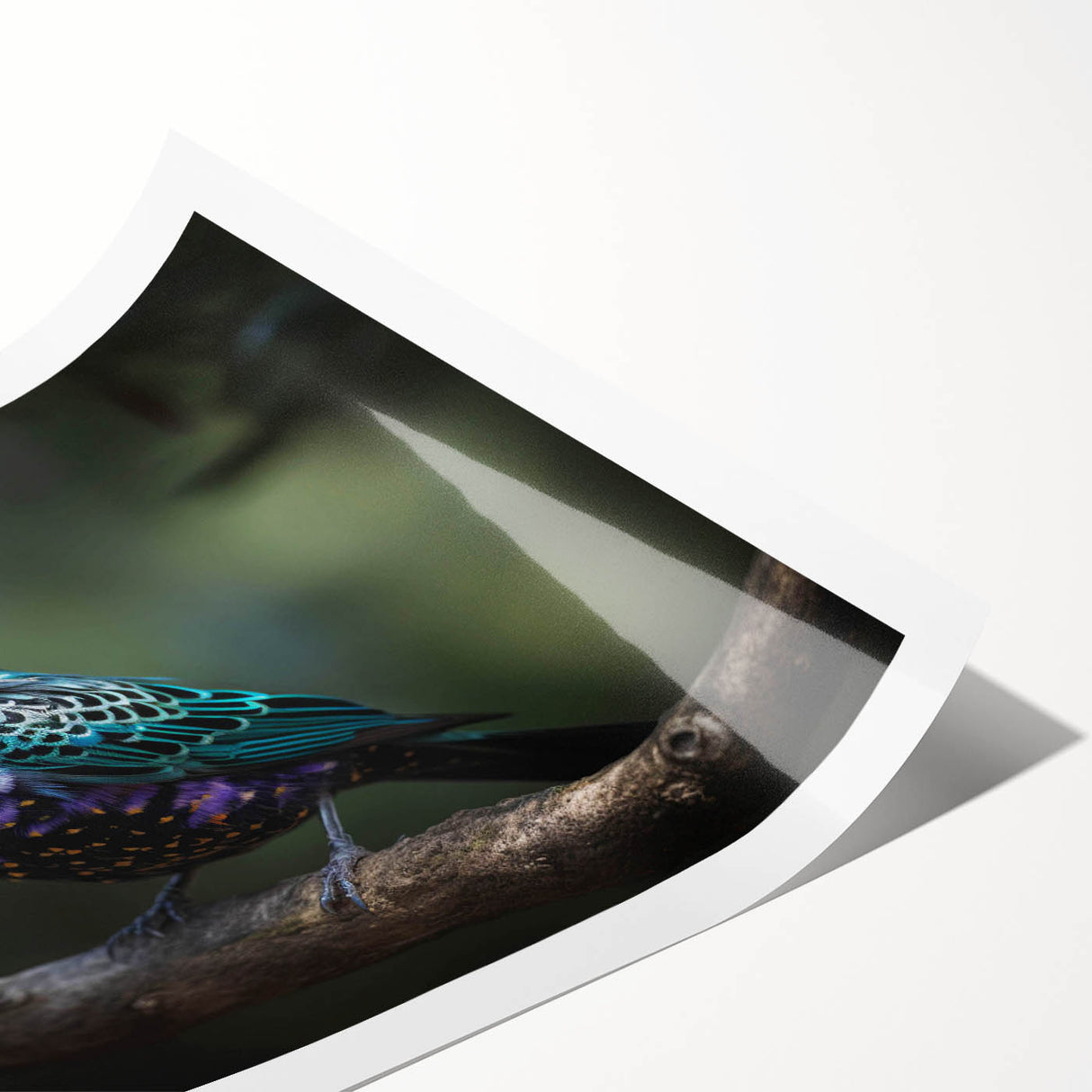 Tropical birds wall art print showcasing vibrant colors and intricate details, ideal for enhancing home decor and adding a lively atmosphere. This rolled artwork is perfect for framing and display in any room.