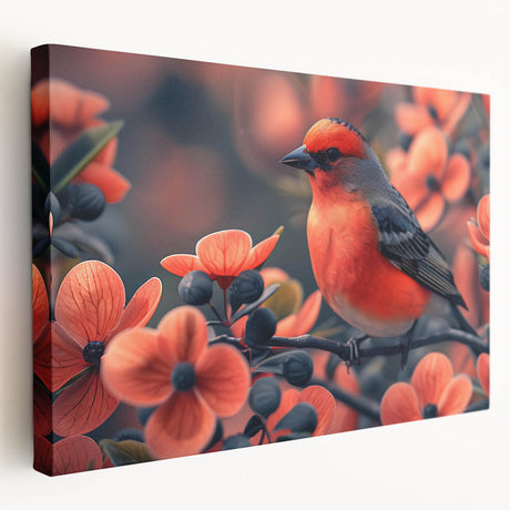 Stretched canvas wall art showcasing vibrant tropical birds in a lush jungle setting, perfect for adding a colorful accent to home decor or office spaces.