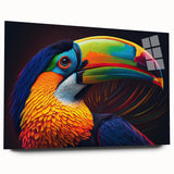 Tropical birds wall art collection displayed in a sleek acrylic glass frame, showcasing vibrant colors and intricate designs, perfect for modern decor.