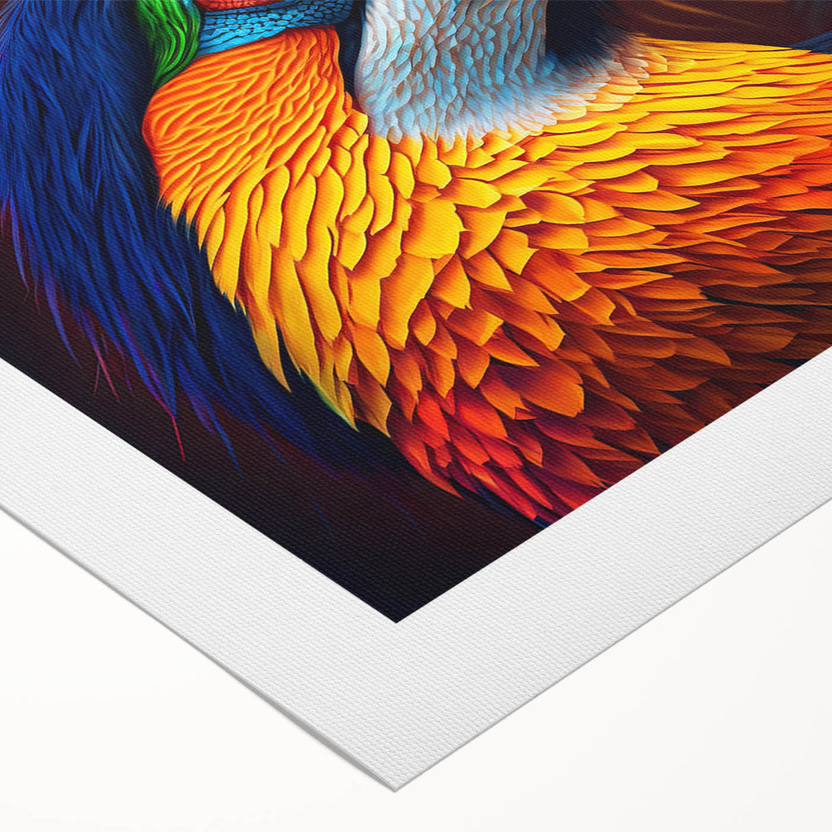 Tropical bird wall art collection on rolled canvas, showcasing vibrant colors and intricate designs; ideal for enhancing home decor with a nature-inspired aesthetic.