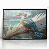Framed tropical bird wall art collection showcasing vibrant colors and intricate designs, set in a sleek black frame, perfect for enhancing home decor.