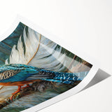Tropical bird wall art print showcasing vibrant colors and intricate designs, rolled and ready for framing, perfect for enhancing home decor with a nature theme.