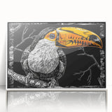 Framed tropical bird wall art collection showcasing vibrant colors and intricate details, featuring a white frame for modern decor enhancement. Perfect for nature lovers and interior design enthusiasts.