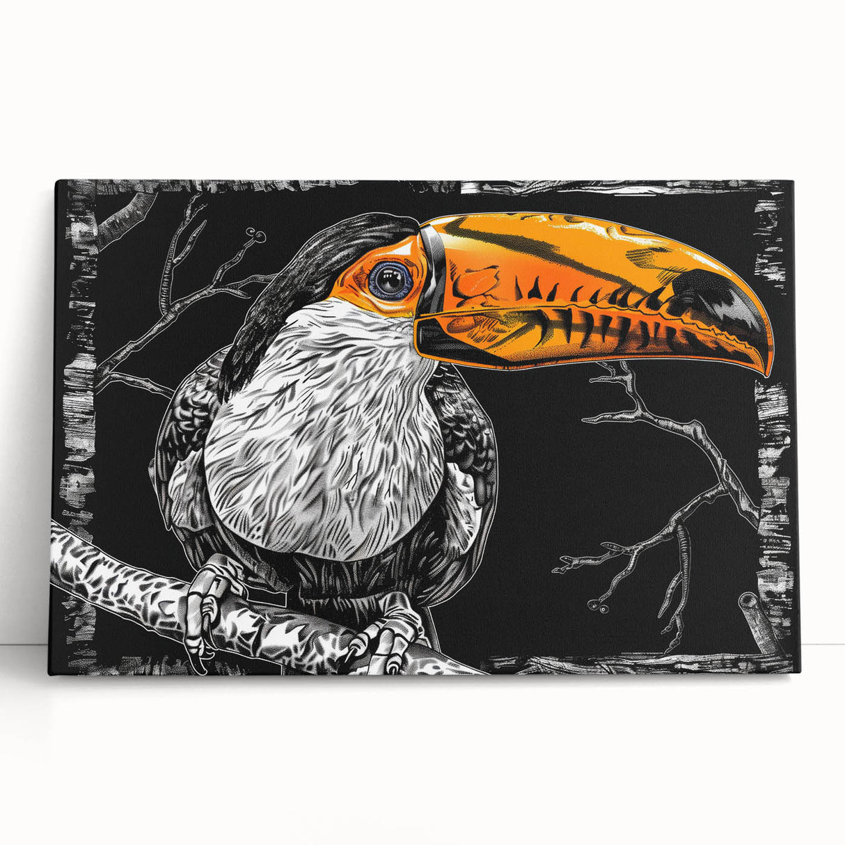 Vibrant tropical bird wall art canvas featuring colorful parrots and exotic foliage, perfect for enhancing modern home decor with a touch of nature.