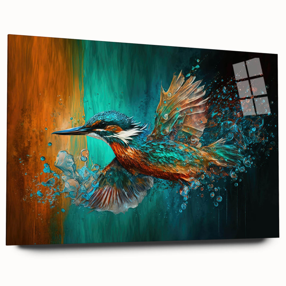 Tropical birds wall art design on acrylic glass, showcasing vibrant colors and intricate details, perfect for adding a lively touch to home decor.